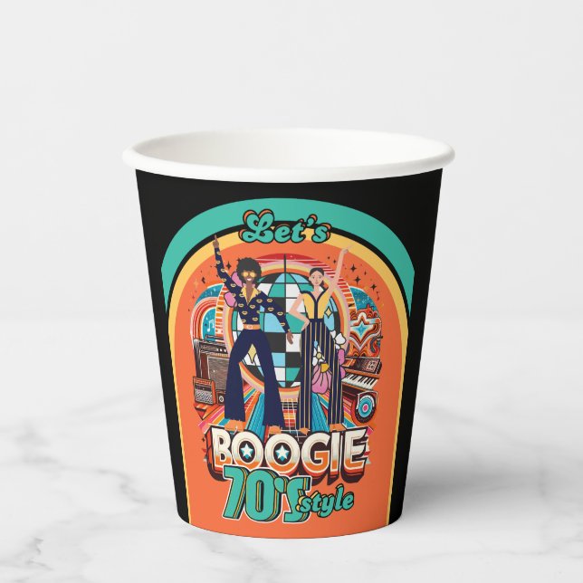Vasos De Papel Boogie Retro Disco Dancing Partyware Dining (Anverso)