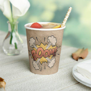 Vasos De Papel ¡BOOM! Historieta vintage libro Steampunk Pop Art