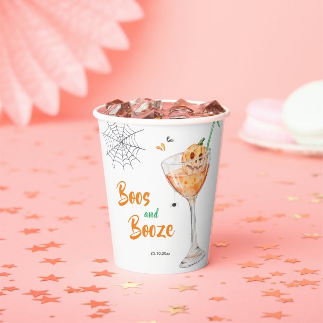 Vasos De Papel Boos y Booze Cocktail Halloween Party (in situ)