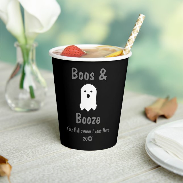 Vasos De Papel Boos y Booze Halloween (in situ)