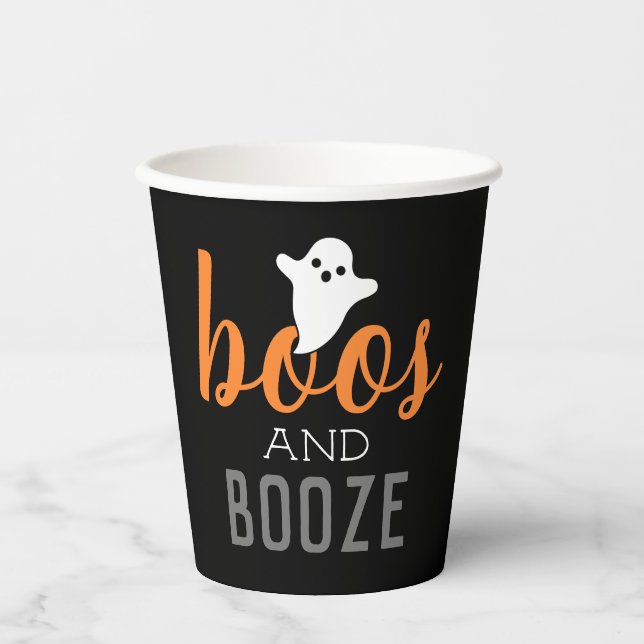 Vasos De Papel Boos y Booze Halloween Party (Anverso)