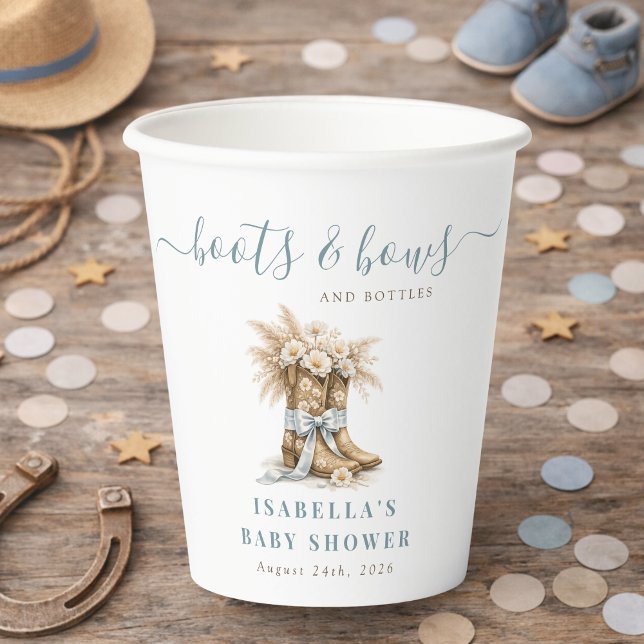 Vasos De Papel  Boots Bows & Bottles Western Chic Boy Baby Shower (Subido por el creador)
