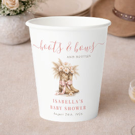 Vasos De Papel  Boots Bows Bottles Western Pink Girl Baby Shower