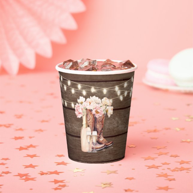 Vasos De Papel Boots Rustic Cowgirl BRIDAL SHOWER Gracias (in situ)