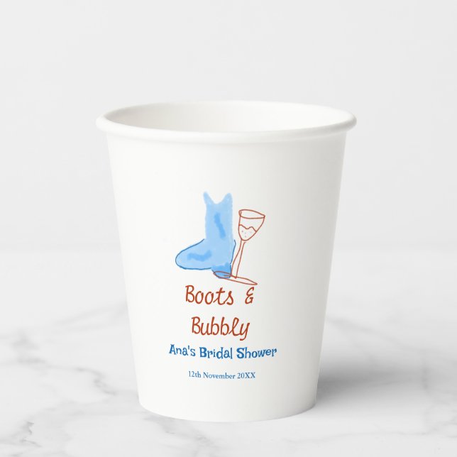 Vasos De Papel Boots y botella de champán burbujeante ducha de no (Anverso)