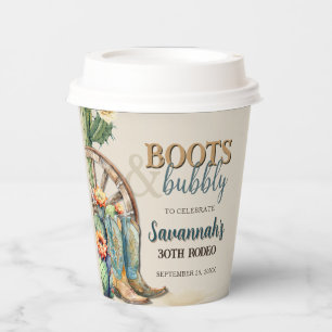 Vasos De Papel Boots y Bubbly Country Cowgirl Cumpleaños Occident
