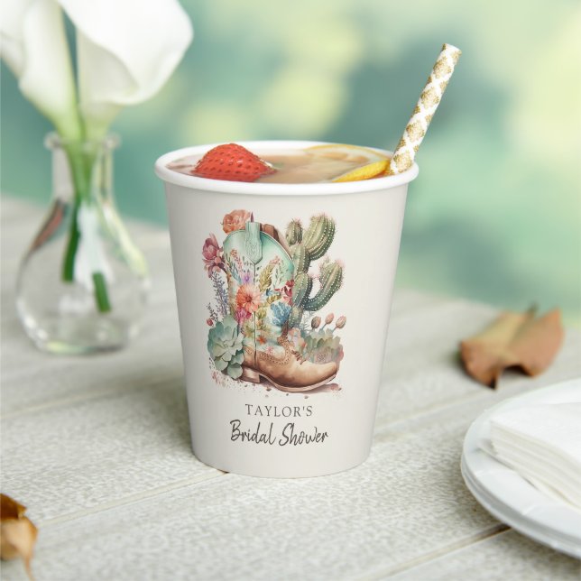 Vasos De Papel Boots y burbujas en la ducha de novias occidental (in situ)