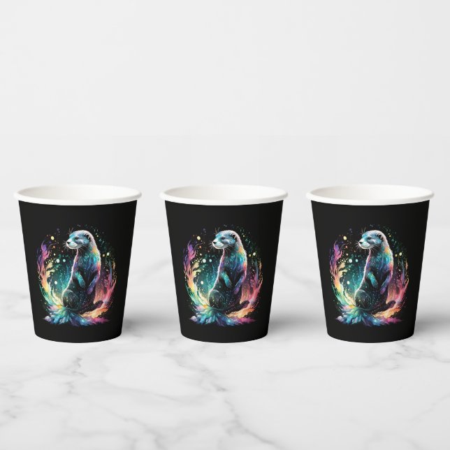 Vasos De Papel Borde del espectro: el brillo de las nutrias (Multi)