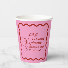Vasos De Papel Borde ondulado rosa y rojo pop la novia del champá