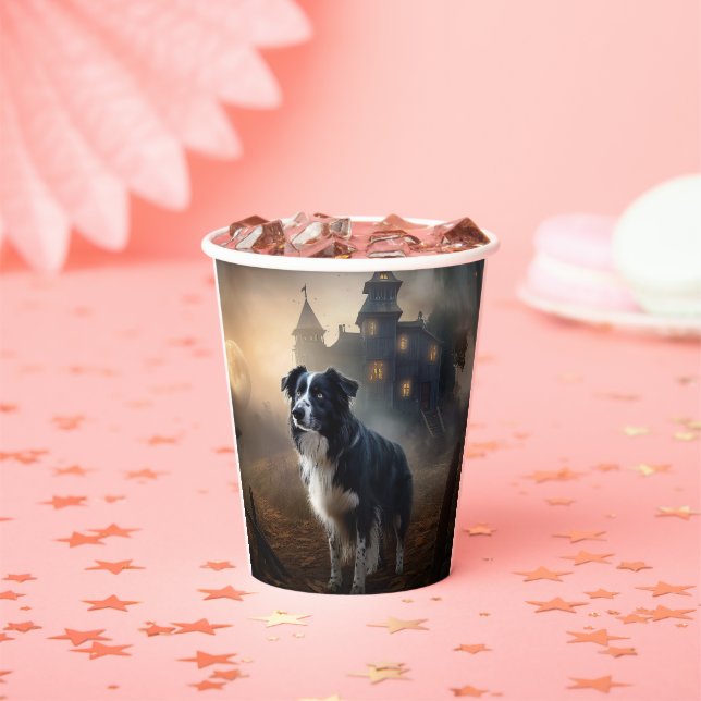 Vasos De Papel Border Collie Halloween Aterrador  (in situ)
