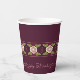 Vasos De Papel Borgoña De Ciruela Con Acentos Florales