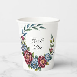 Vasos De Papel Borgoña Peony y Rosa azul Boda