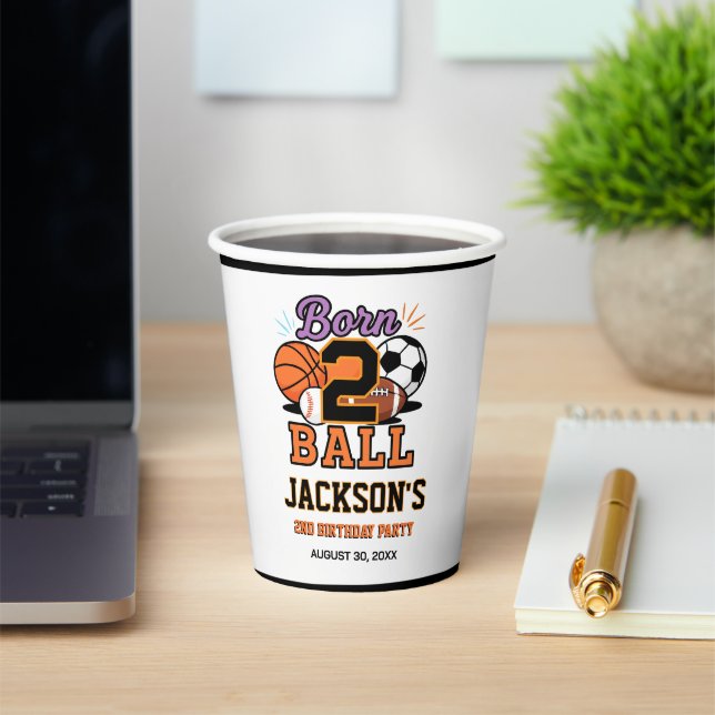 Vasos De Papel Born 2 Ball Sports-Themed Boy 2nd Birthday Party (in situ)