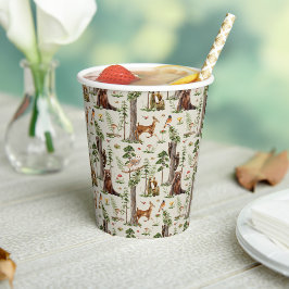 Vasos De Papel Bosque Animal Selva Patrón de shower de bebé