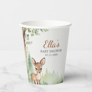 Vasos De Papel Bosque Ciervo Selva Neutral Baby Shower