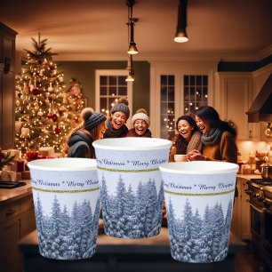Vasos De Papel Bosque de invierno mágico - personalizado festivo