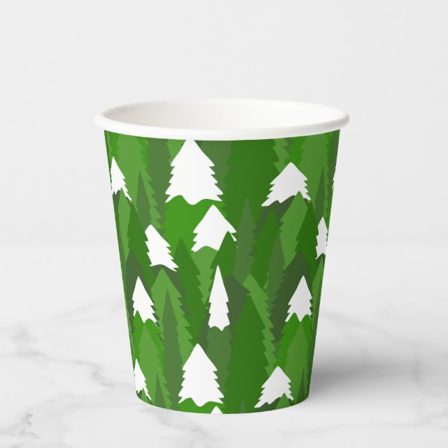 Vasos De Papel Bosque de Pinos Nevado (Anverso)