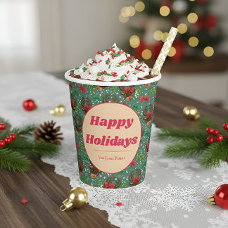 Vasos De Papel Bosque de renos verde de los navidades