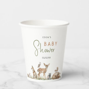 Vasos De Papel Bosque de Woodland Animales Adventure Baby Shower