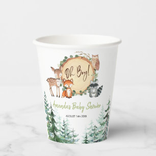 Vasos De Papel Bosque de Woodland Oh Boy Baby Shower