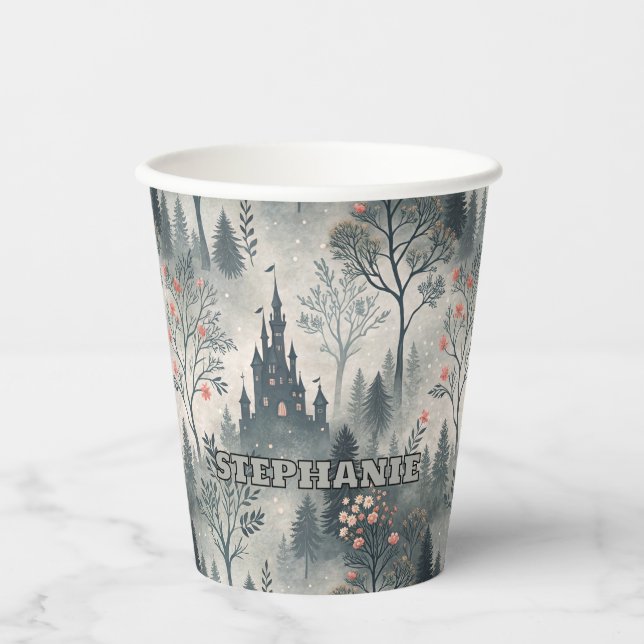 Vasos De Papel Bosque nigeriano encantado con Castillo Oscuro - É (Anverso)