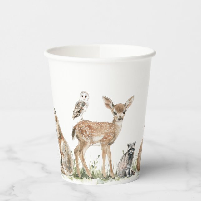 Vasos De Papel Bosque silvestre Animales de Woodland Niños Fiesta (Izquierda)