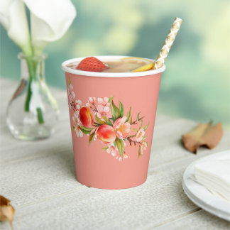 Vasos De Papel Botanical Peach Party 