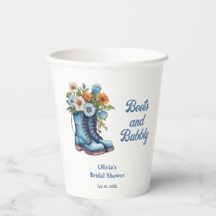Vasos De Papel Botas Azules y Bridal Shower Western Burbujeante A
