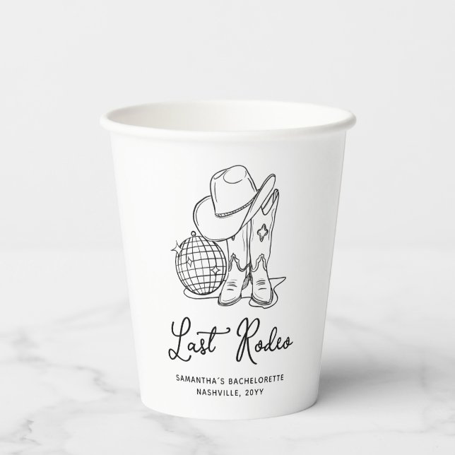 Vasos De Papel Botas de vaquera de discoteca último rodeo fiesta  (Reverso )
