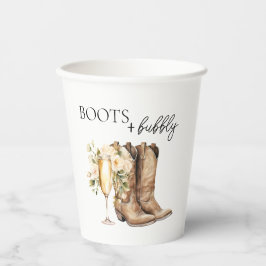 Vasos De Papel Botas Elegantes y Bridal Shower Burbujeante