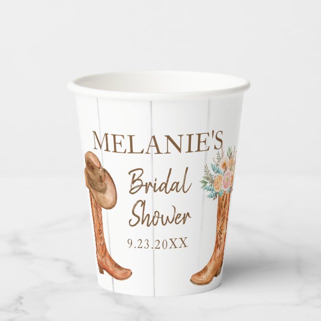 Vasos De Papel Botas Rústicas de Campo Personalizadas para Desped (Anverso)