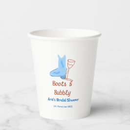 Vasos De Papel Botas y botella de champán burbujeante para desped