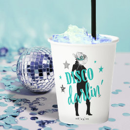 Vasos De Papel Botas y brillo Disco Querida Turquesa ID925 