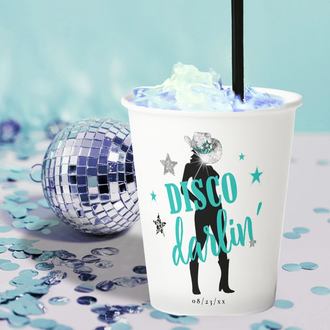 Vasos De Papel Botas y brillo Disco Querida Turquesa ID925  (Subido por el creador)