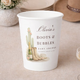 Vasos De Papel Botas y Burbujas: Fiesta de Bebé con Estilo Boho C