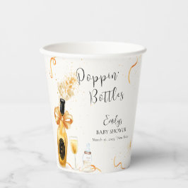 Vasos De Papel Botellas Black Gold Poppin Champán Baby Shower