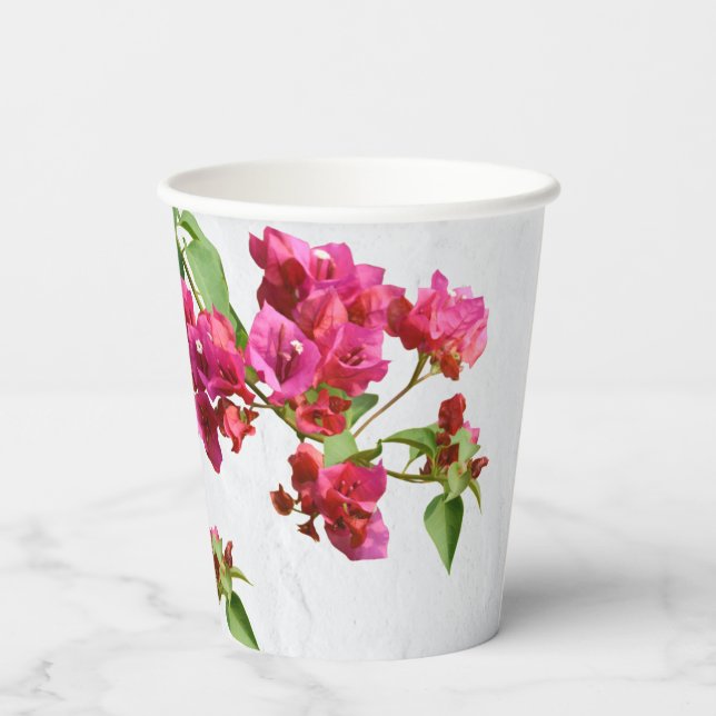 Vasos De Papel Bougainvillea Floral Mediterráneo Isla Griega (Reverso )