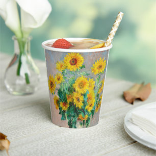 Vasos De Papel Bouquet de los girasoles Claude Monet
