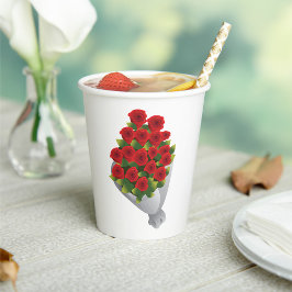 Vasos De Papel Bouquet De Rosas Rojas