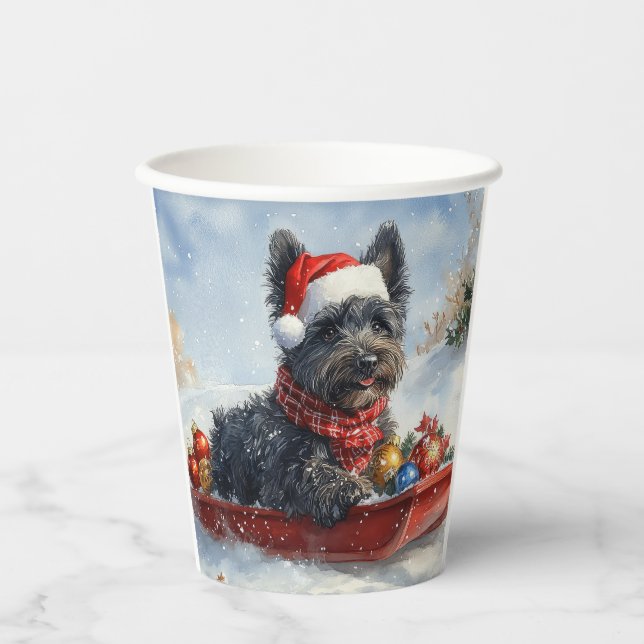 Vasos De Papel Bouviers Des Flandres Dog en Navidades seductores (Anverso)