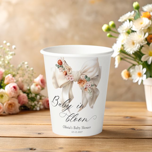 Vasos De Papel Bow Baby en Bloom Baby Shower (Subido por el creador)