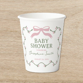 Vasos De Papel Bow con Baby Shower de Vine de Flor