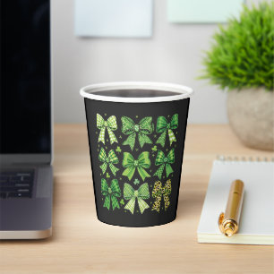 Vasos De Papel Bow Coquette St Patrick's Day Vintage