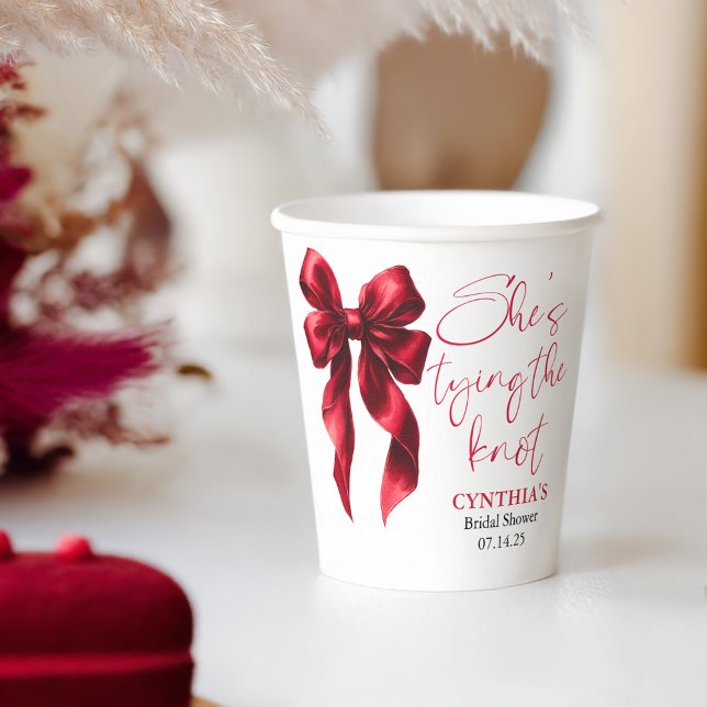 Vasos De Papel Bow rojo está atando la ducha nupcial (Red Bow Paper Cup)