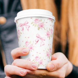 Vasos De Papel Bow rosa y flores girando