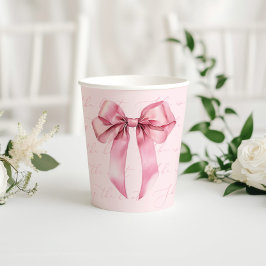 Vasos De Papel Bow rosado es un Baby Shower chica