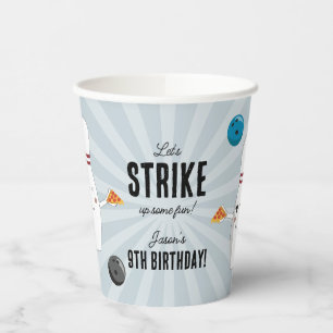 Vasos De Papel Bowling Pizza Strike Algunos Divertidos Niños Cump