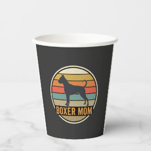 Vasos De Papel Boxer Mamá Retro Puesta del sol Perro