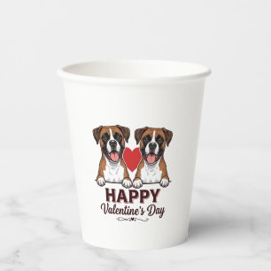 Vasos De Papel Boxer Perros Feliz Día de San Valentín Vintage