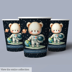 Vasos De Papel Boy Birthday Teddy Bear Astronauta Fiesta Cups de 